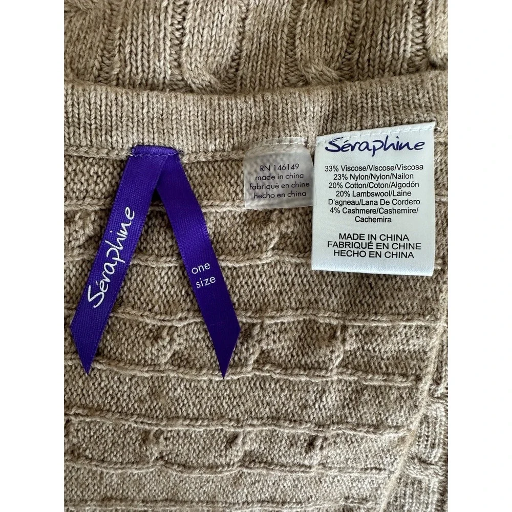 Seraphine Luxury Lambswool Cashmere Viscose Cable Knit Nursing Shawl Scarf EUC
